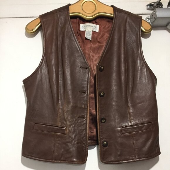 VINTAGE LIZ CLAIBORNE COLLECTION LEATHER VESTS SIZE 6 - Picture 2 of 7